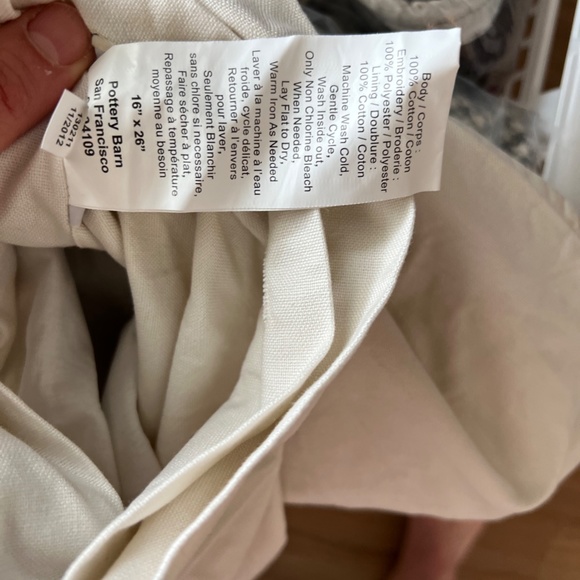 Pottery Barn Pillow Shame Set of 2, EUC- light green, cream, gold, 24x24 and 16X - Picture 3 of 6